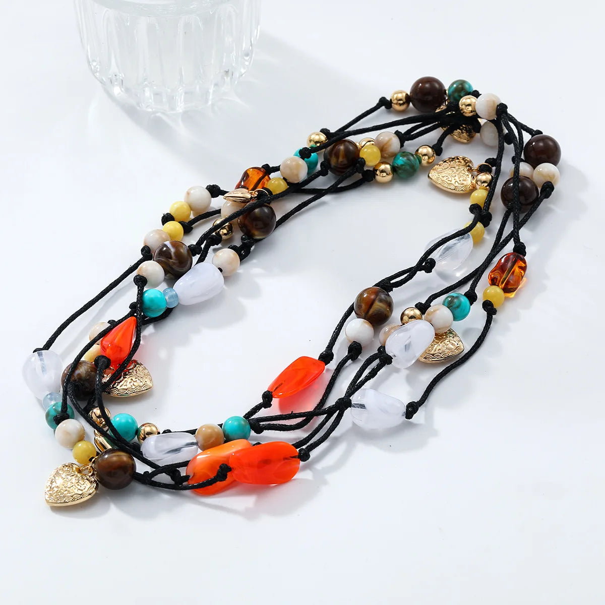 ZAA Exaggerated Hand Woven Multi-layer Heart Necklace