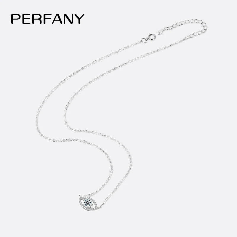 PERFANY 0.5CT Moissanite Necklace for Women S925 Pure Silver eye Pendant Laboratory Diamond  Certified High-end Fashion Jewelry