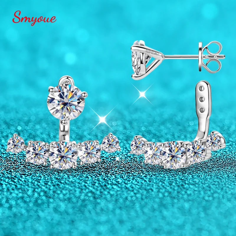 Smyoue 4.6CTTW Full Moissanite Stud Earrings for Women Sparkly Simulated Diamond S925 Sterling Silver Ear Jewelry Christmas Gift - Madeinsea©