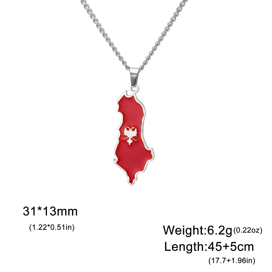 EUEAVAN European Country Map Necklace Stainless Steel Drip Oil Poland France Portugal Romania Ukraine Italy Germany Flag Jewelry