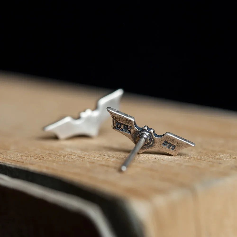 MKENDN Vintage 100% 925 Sterling Silver Bat Stud Earrings Women Man Personality Minimalist Ear Jewelry Accessories Neo-Gothic - Madeinsea©