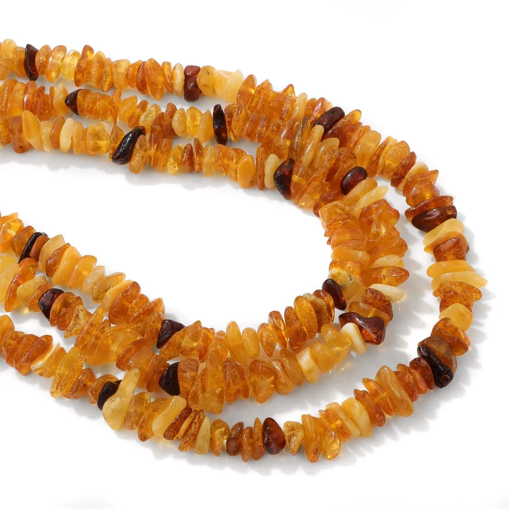 100% Natural Irregular Amber Stone Bead Round Oval Nugget Chips Raw Ambers Beads DIY Bracelet Necklace Jewelry Accessories