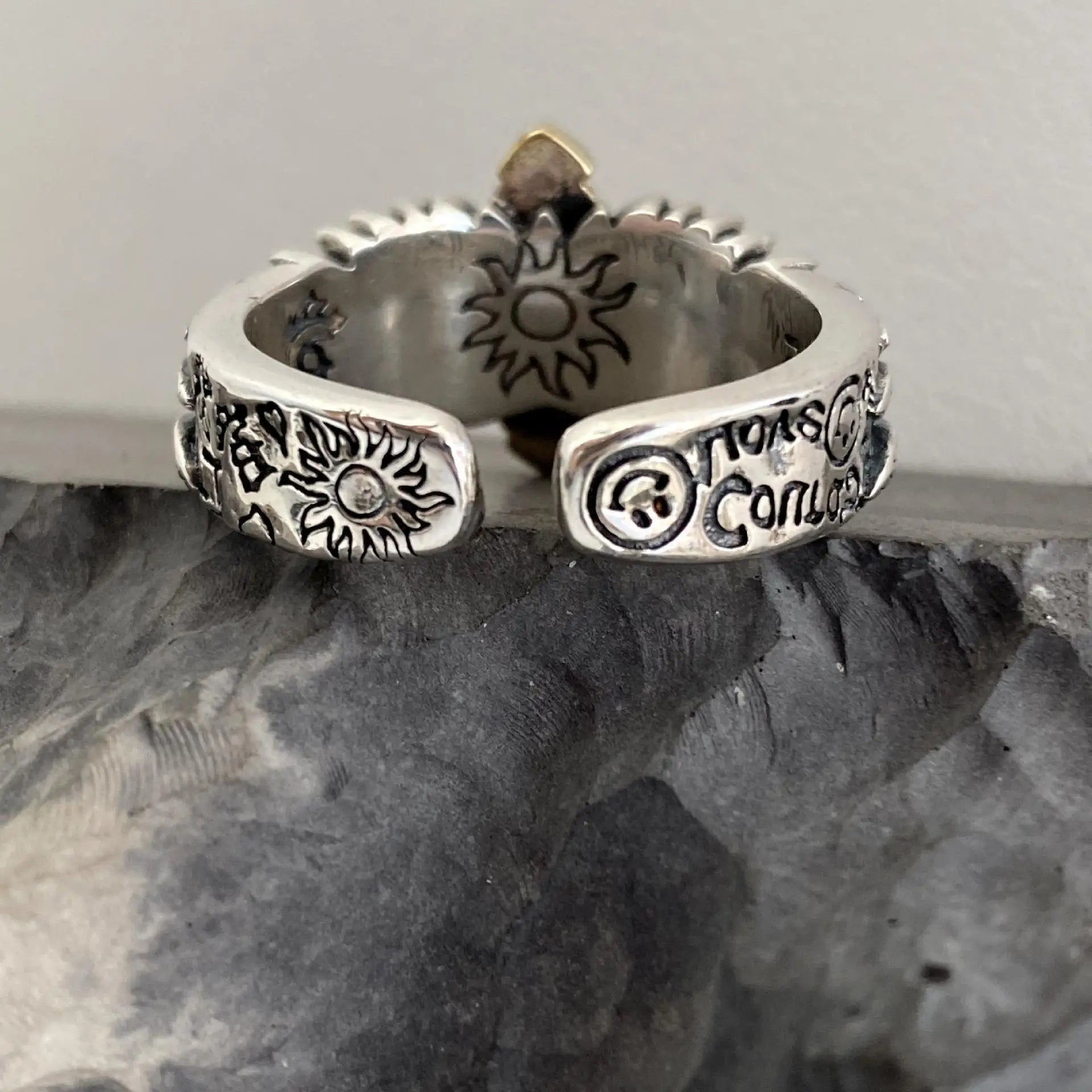Retro Cross Feather Graffiti Ring For Men Punk Gothic Adjustable Ring Handmade Rock Hiphop Unisex Jewelry Accessories Man Gift - Madeinsea©