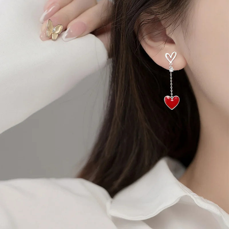 New Fashion Moving Santa Claus Tassel Earrings For Women Snowflake Christmas Tree Long Chain Asymmetric Earring New Year Jewelry