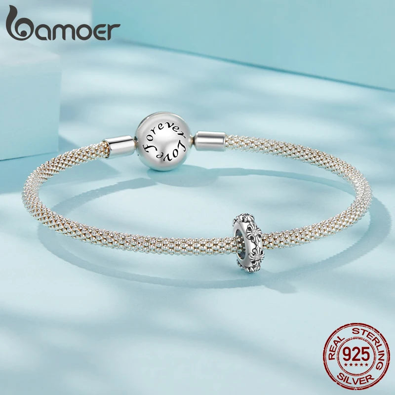 BAMOER 925 Sterling Silver Vintage Cross Silicone Stopper Beads fit Original Bracelet DIY Jewelry Accessories bamoer Beads