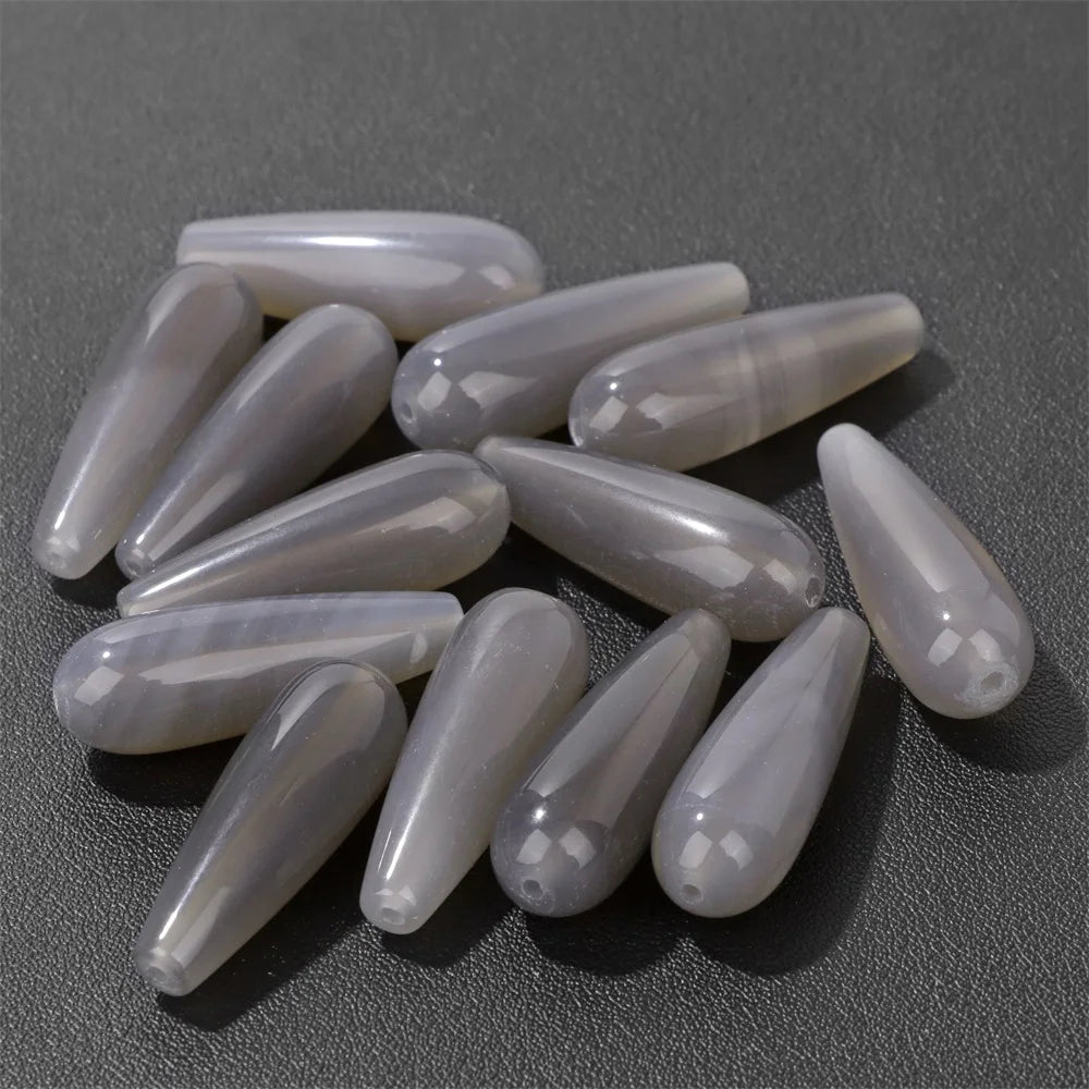 Natural Water Drop Stone Bead 10x30mm Chalcedony Amethysts Agates Loose Spacer Charms Bead For DIY Bracelet Earrings Accessories