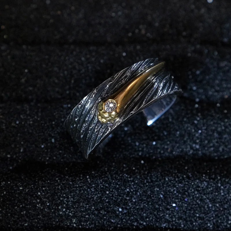 Popular Meteor Star Ring For Men Jewelry Retro Male Finger Accessories Adjustable Ring Retro Starry Sky Gift For Boyfriend