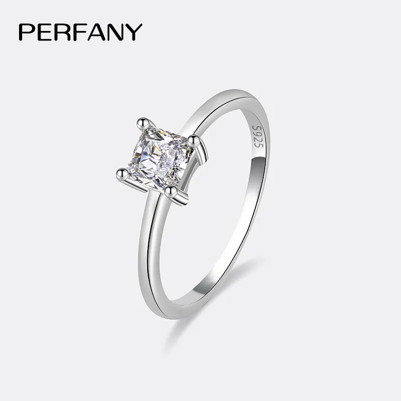 PERMANY 0.6CT Square Cut Moissanite Ring for Women S925 Pure Silver Imitation Diamond Simple Fashion Wedding Jewelry - Madeinsea©