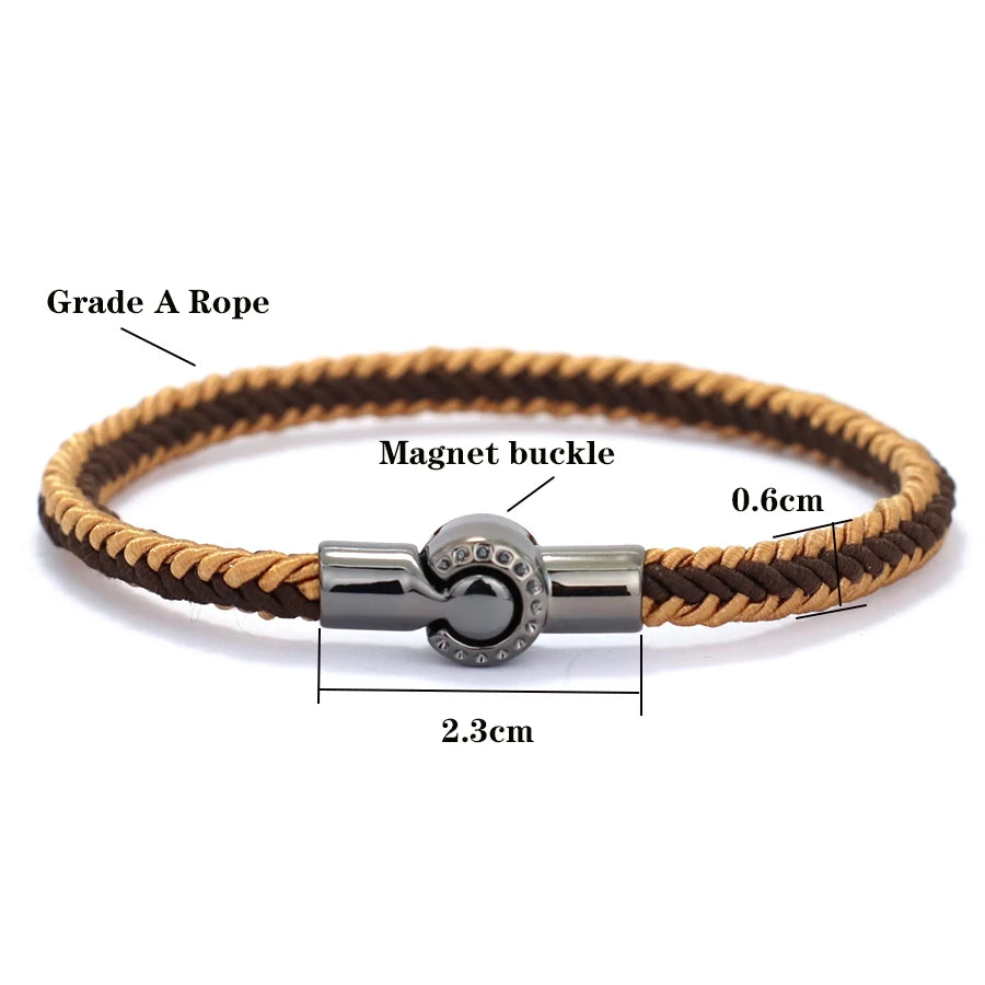 New Grade A Ethnic Rope Bracelet For Men Women Magnet Buckle Handmade Weaven Bangle Leisure Pulseira Accessories Hombre  Hombre
