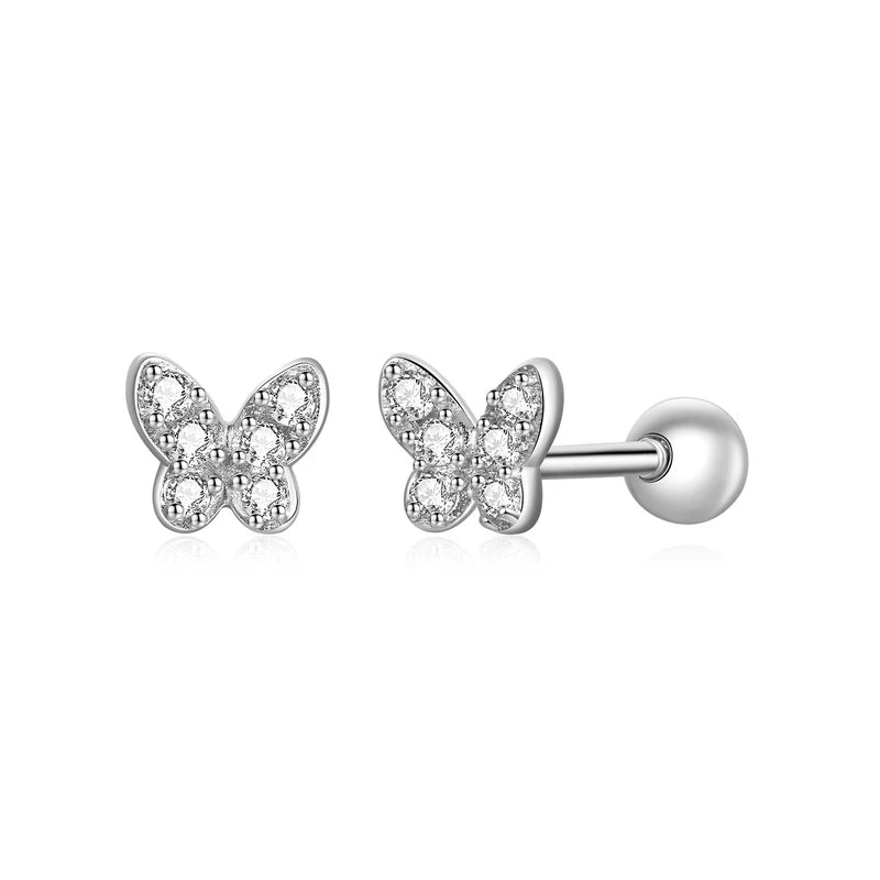 WOSTU 925 Sterling Silver Moonlight Butterfly Stud Earrings The Wings of Dragonfly Vivid for Women Birthday Fine Jewelry Gift