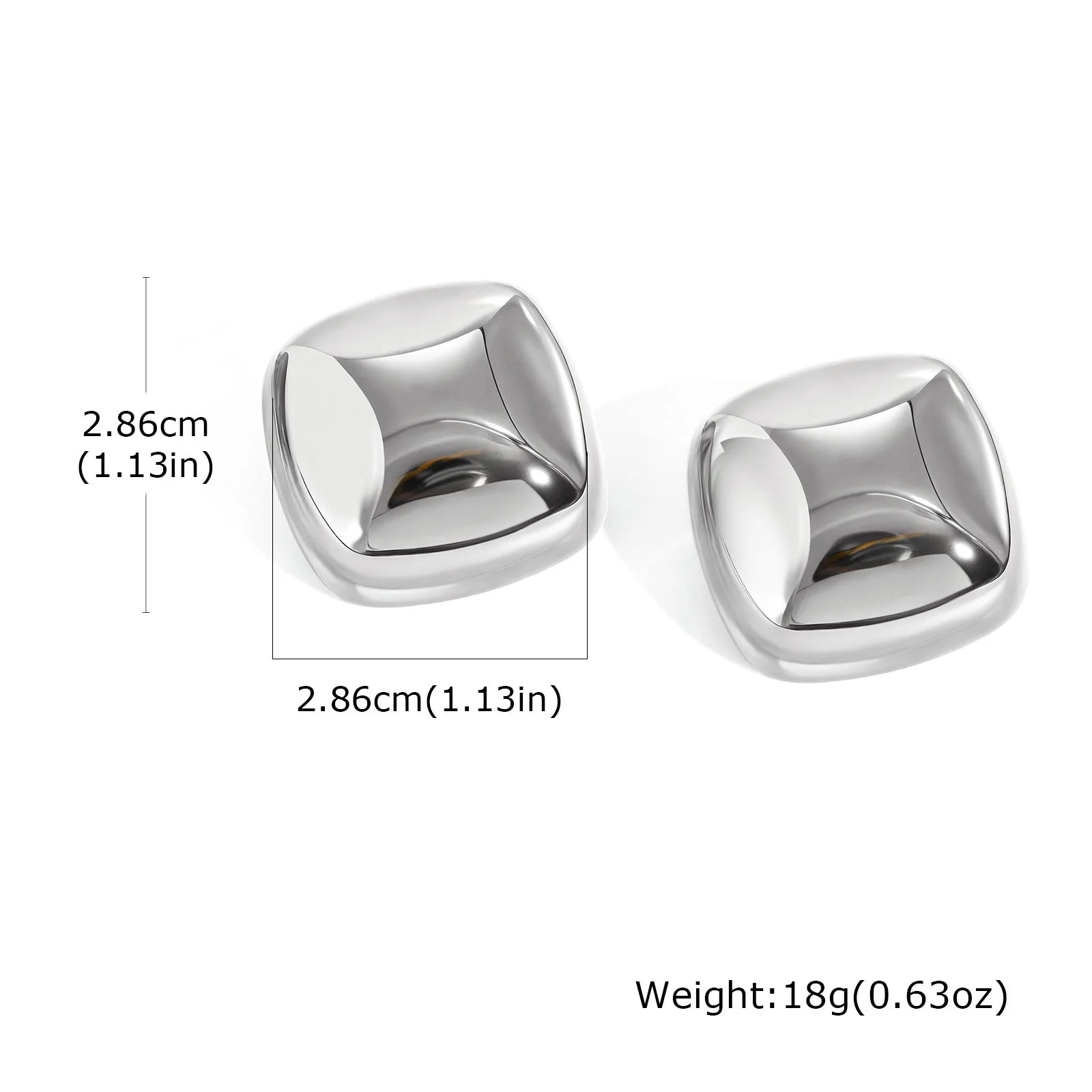 Vnox Fashion Stainless Steel Women's Stud Earring,Geometric Trapezoid Square Ear Accessories,Party Waterproof Jewelry Two Color