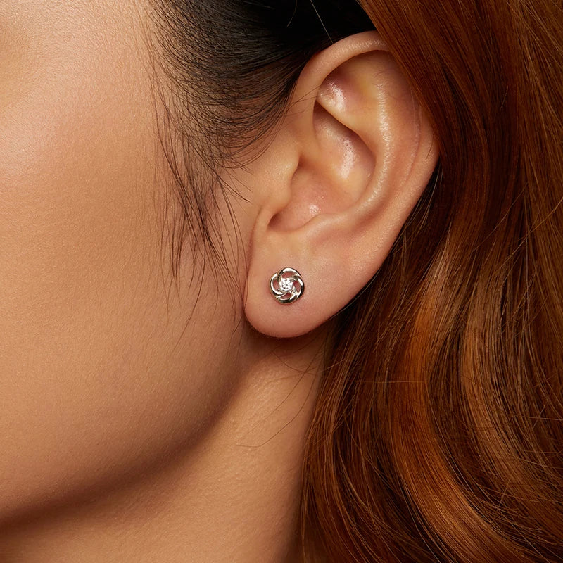 WOSTU Moissanite 4 leaf Clover Stud Earrings Lab Diamond 925 Sterling Silver Lucky Pendant Lady Wedding Set Valentine's Day Gift