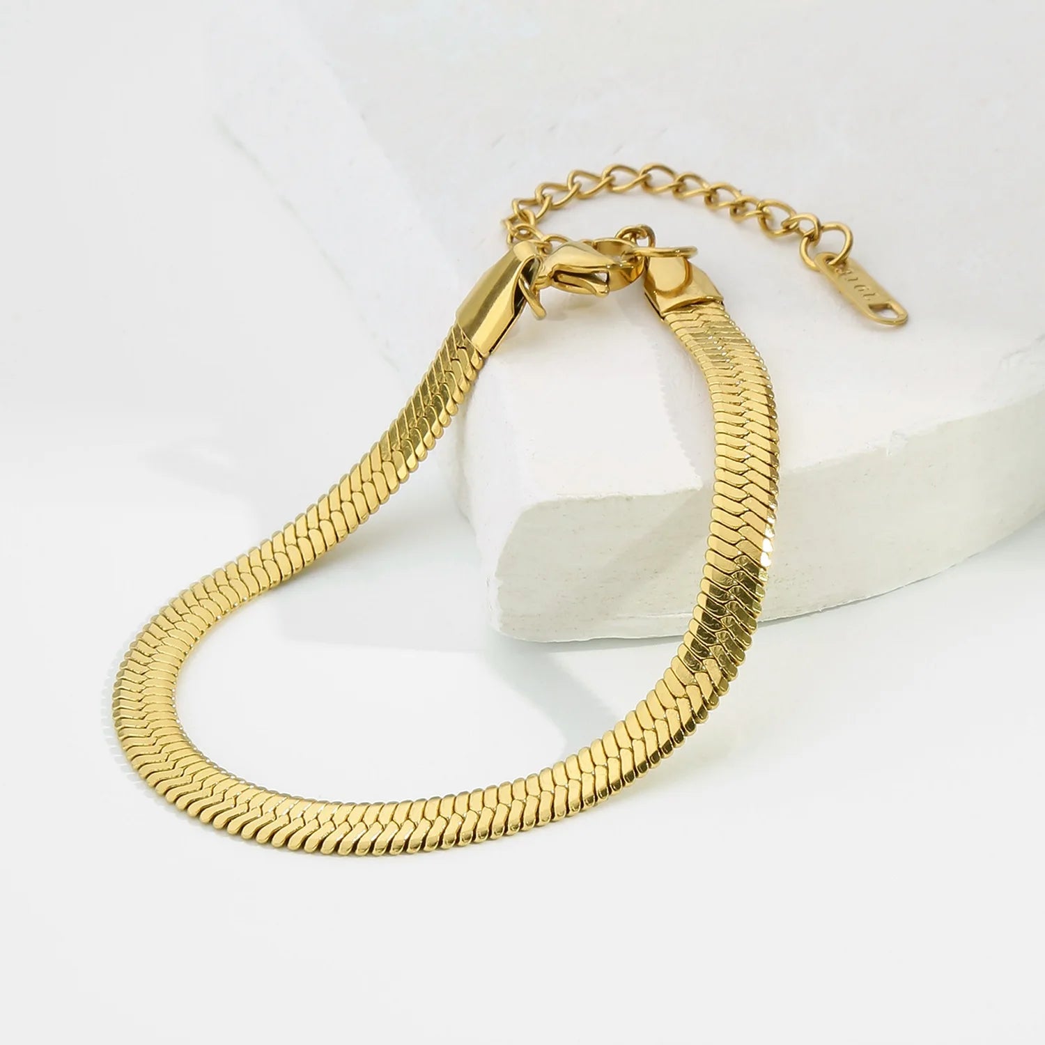 Hip Hop Stainless Steel Bracelet Gold Color Snake Chain Titanium Steel Bracelet For Women Men Fashion Jewelry Accessories