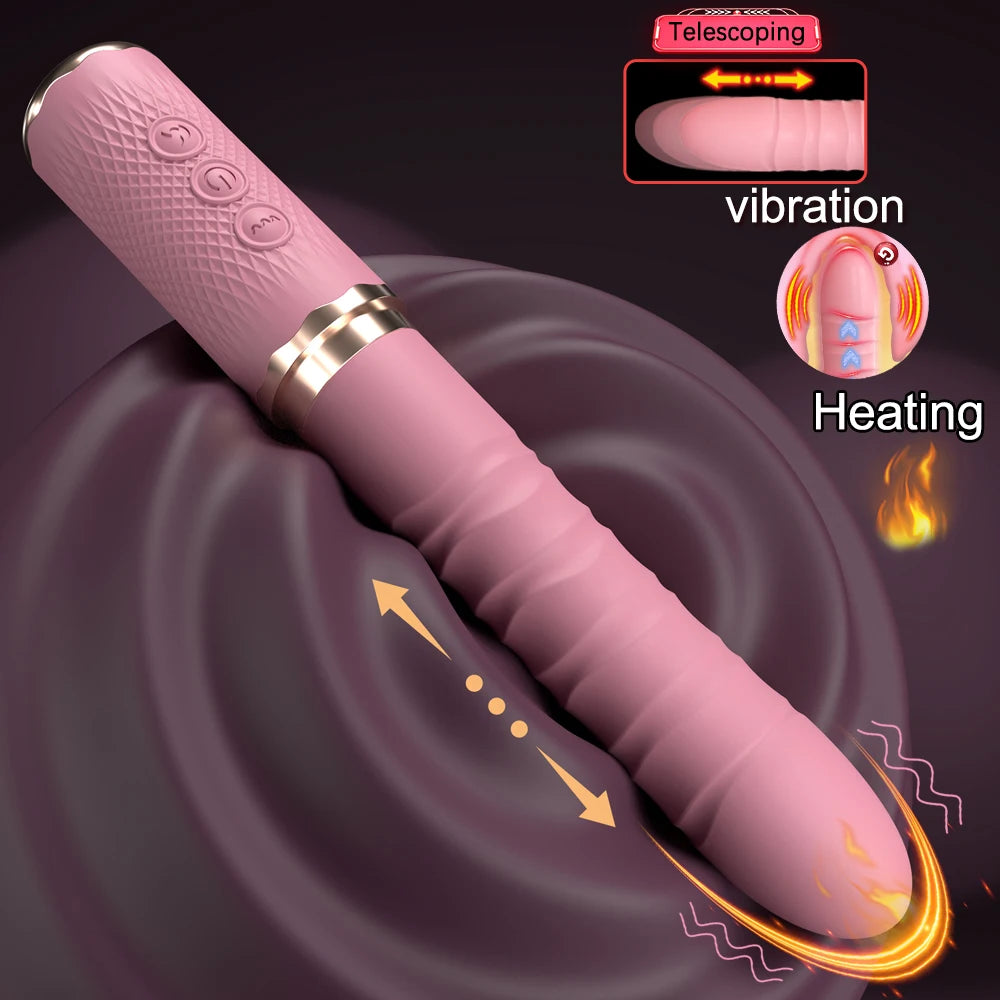 Dual motor Realistic Thrusting Dildo Vibrator With Heating,10 mode Sex Toys Vibrator Clitoral Stimulator For Anal Stimulation