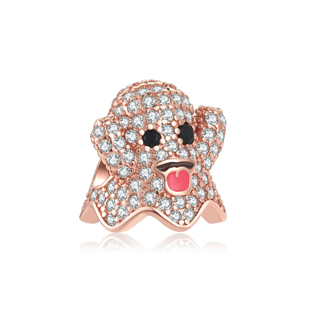 Miniso Gruseliges Skelett-Geister-Serie 925 Sterling Silber Charm Halloween Hut Perle Passend für Damen Original Schmuck Geschenk