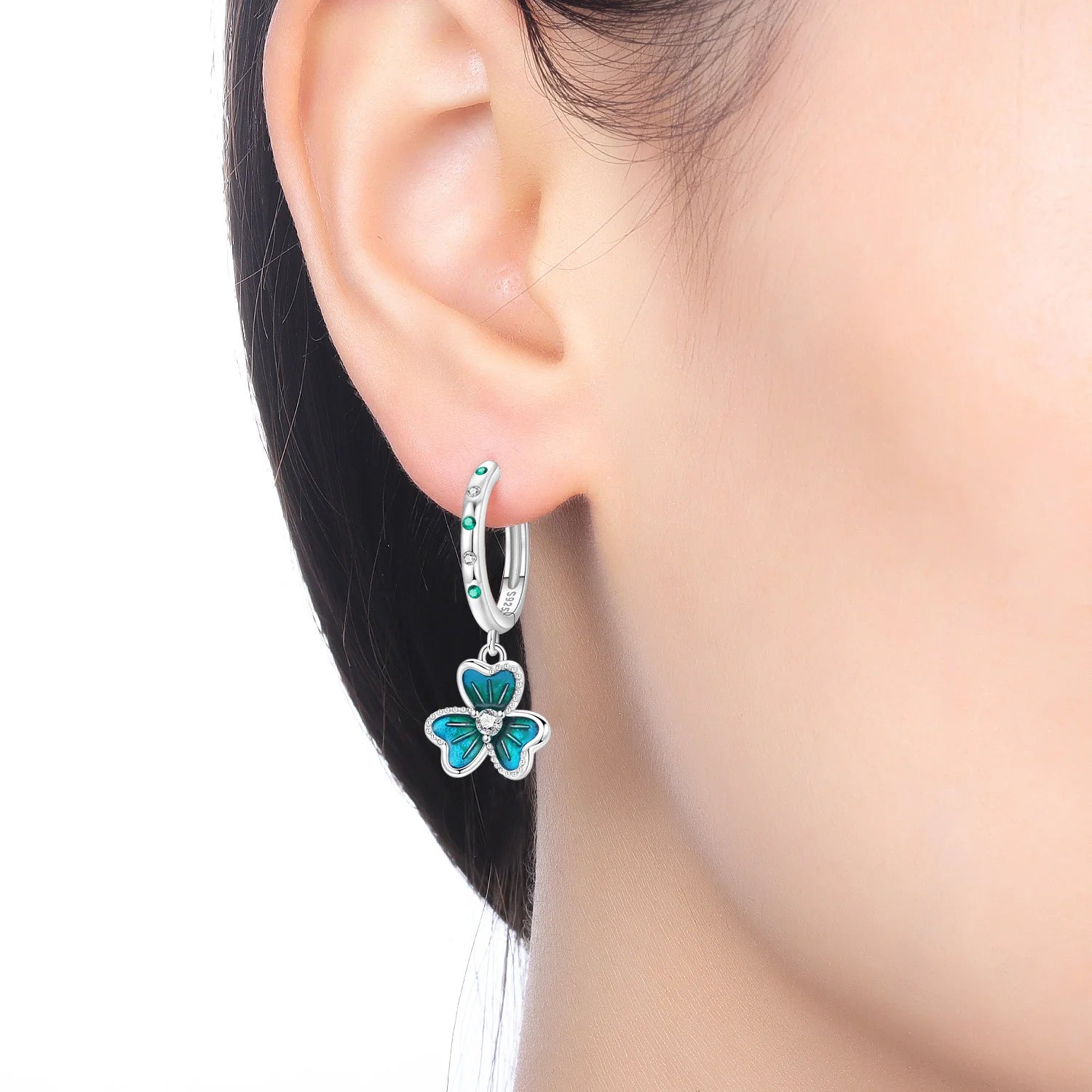 PANPOKI 925 Sterling Silver Clover Lucky Symbol Drop Earrings Women Earrings Charm Fashion Versatile Party Jewelry Gifts