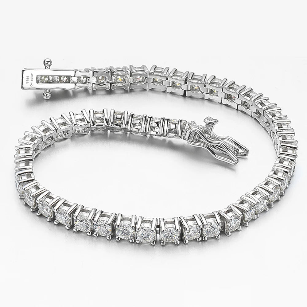 Serenity 3mm 4mm 5mm D Moissanite Tennis Bracelet Women Man Gift S925 Sterling Silver Sparkling Lab Diamond Hand Chain Jewelry - Madeinsea©