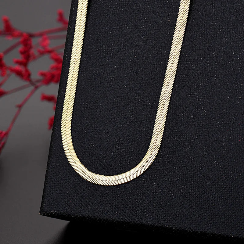 Collier chaîne pour homme et femme en or 24 carats 18/20/22/24 pouces 4 mm avec lame, bijoux de créateur de luxe