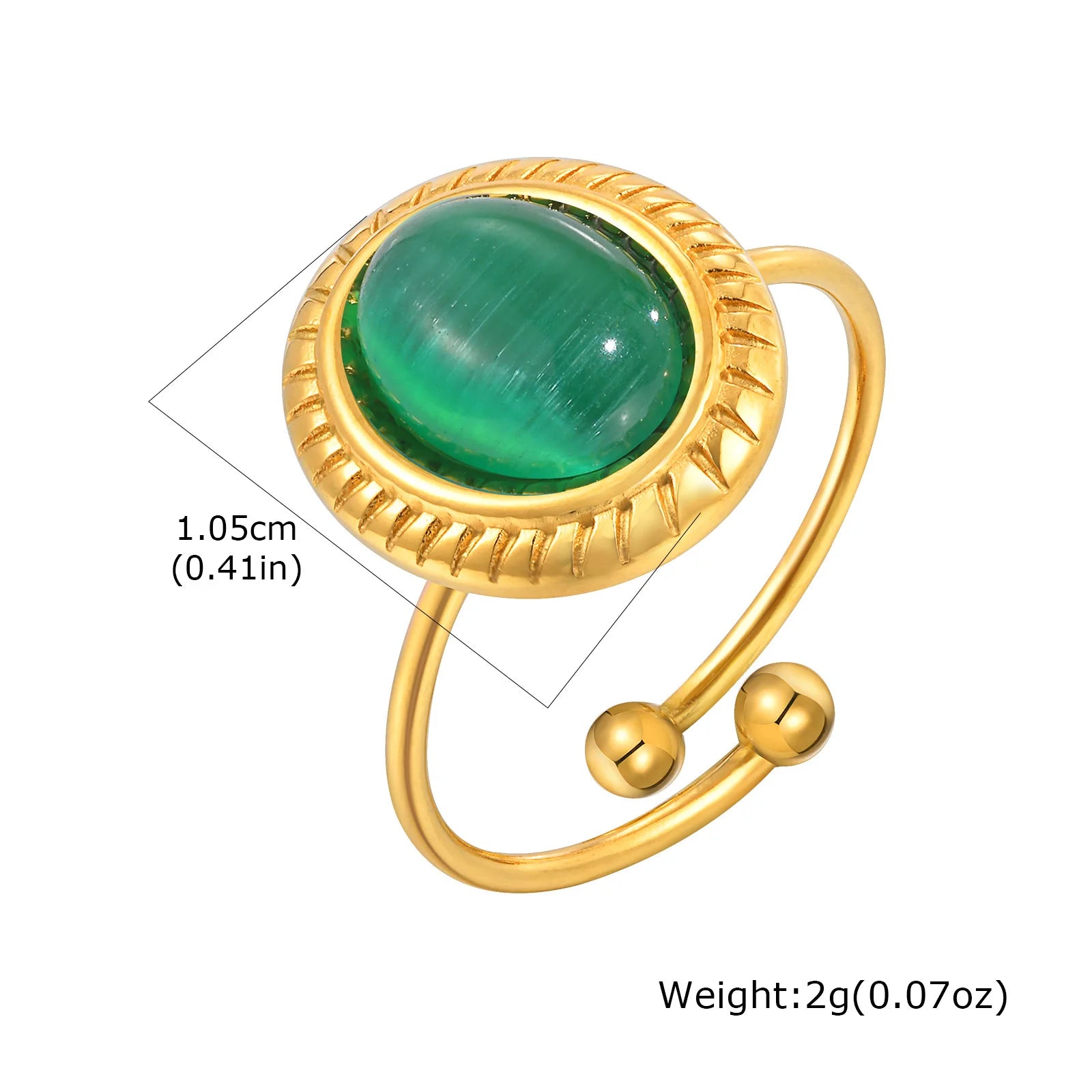 Vnox Elegant Natural Stone Stainless Steel Rings Fashion Colored Pearl Opal Turquoise Rings For Women Retro Waterproof Jewelry