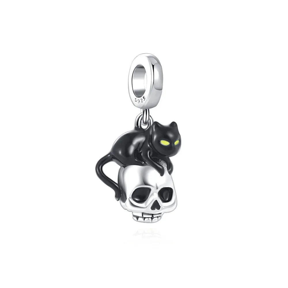 New 925 Silver Dark Black Series Charm Clown Bead Spider Pendant Talisman Women's Jewelry Fit Original European Bracelet Gift