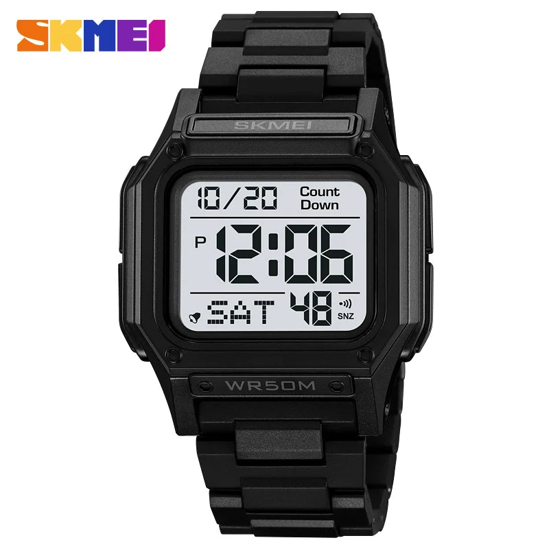 SKMEI Waterproof Sport Watch for Man Countdown Stopwatch Digital Wristwatch 2Time Fashion Mens Clock