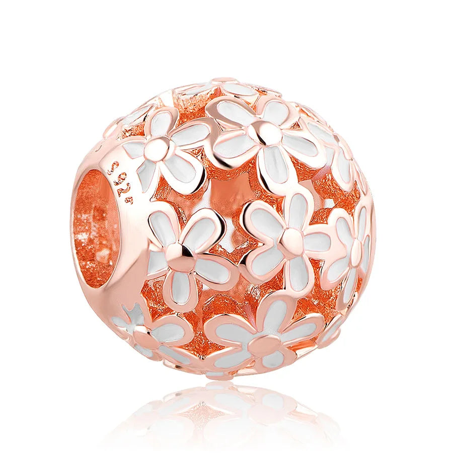 Hot Selling Rose Gold Series Leaf Bead Key Lock Pendant Suitable For European Original Bracelet DIY Exquisite Jewelry S925 Silve