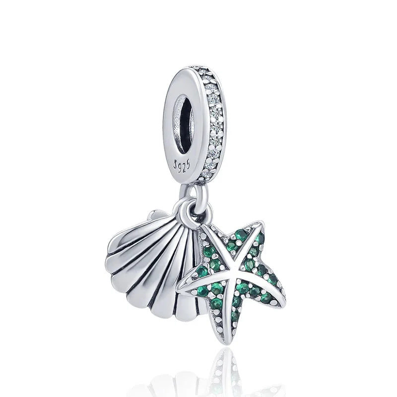 Hot New Summer green series Silver Clover Bead Maple Bird Charm Fit Original Women Bracelet DIY Fine Dangle Jewelry Amulet Gift