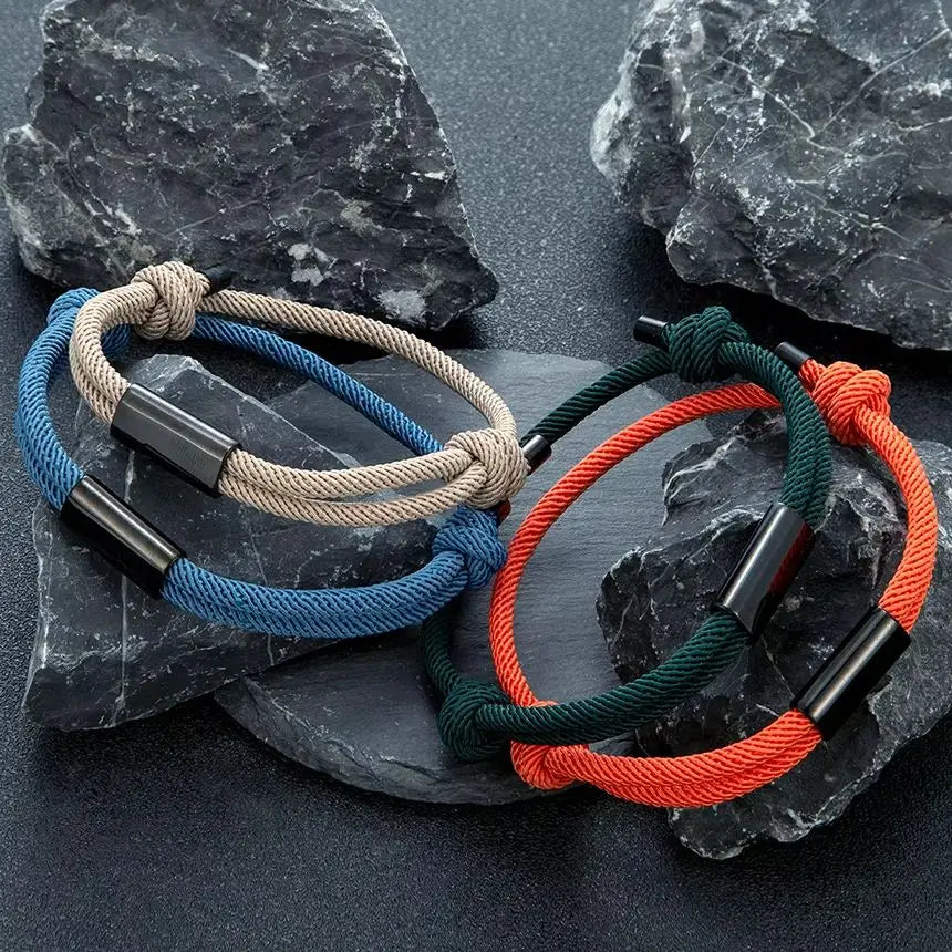 MKENDN Personalized Adjustable Sliding Knot Bracelet for Dad Individual Engraving Bracelet Couple Bracelet Initials Father's Day