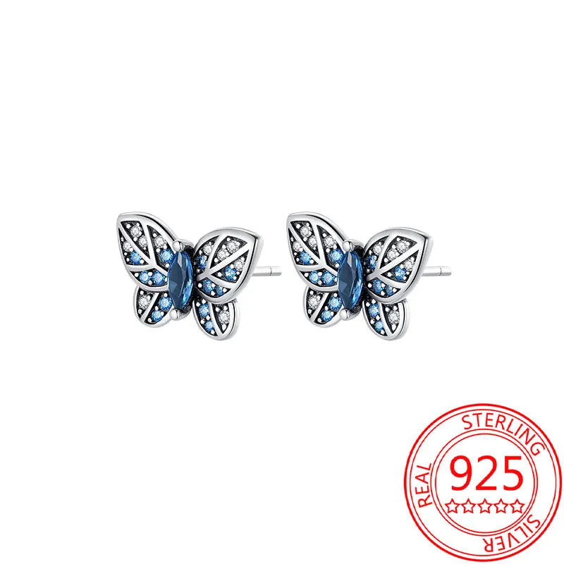 Pink Series 925 Sterling Silver Romantic Flower Butterfly Unicorn Tulip Geometry Earrings Boutique Fine Jewelry Gifts for Women