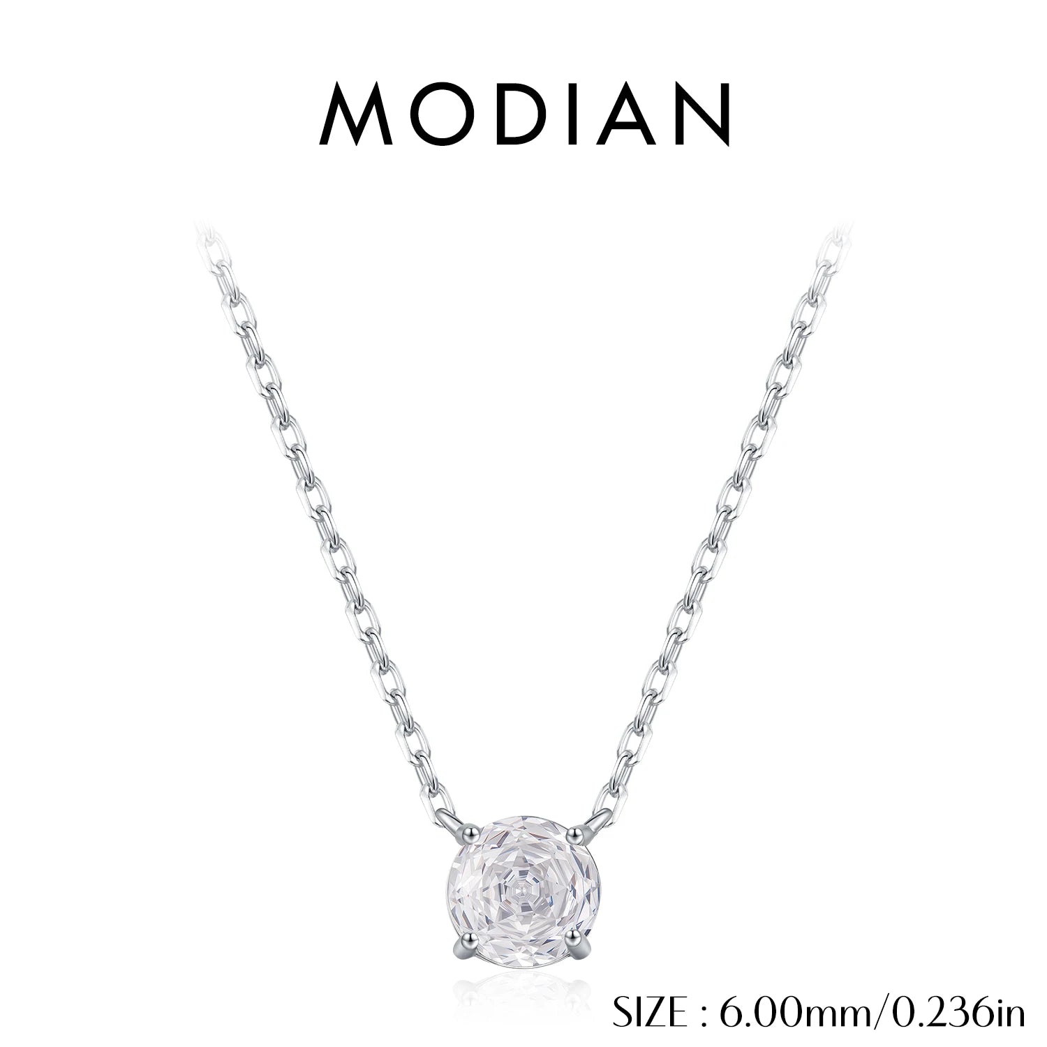 MODIAN 925 Sterling Silver Multi-Color Fashion Round Rose Cut Zirconia Pendant Necklace For Women Vacation Fine Jewelry  ﻿