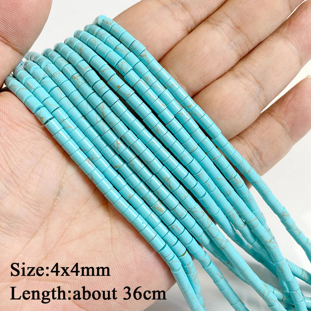 Wholesale Blue Turquoise Stone Beads Round Square Rondelle Irregular Loose Spacer Bead For Jewelry Making DIY Bracelet Necklace