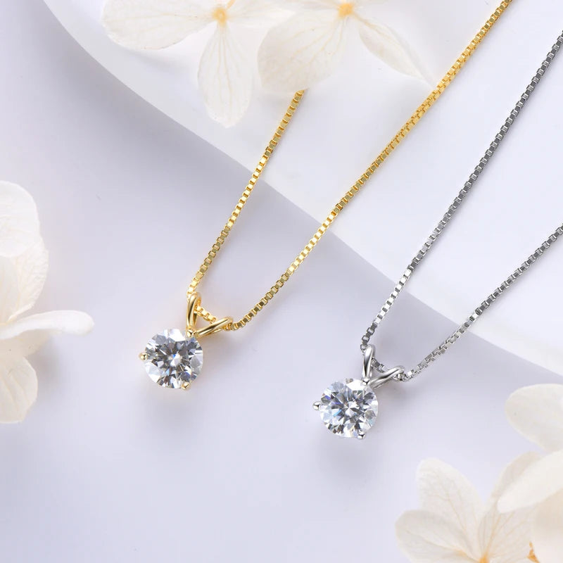 OXTAO Classic 1CT 2CT 3CT Moissanite Pendant Necklace 925 Silver D Color Glittering Diamond Ladies Jewelry Gift Adjustable Chain