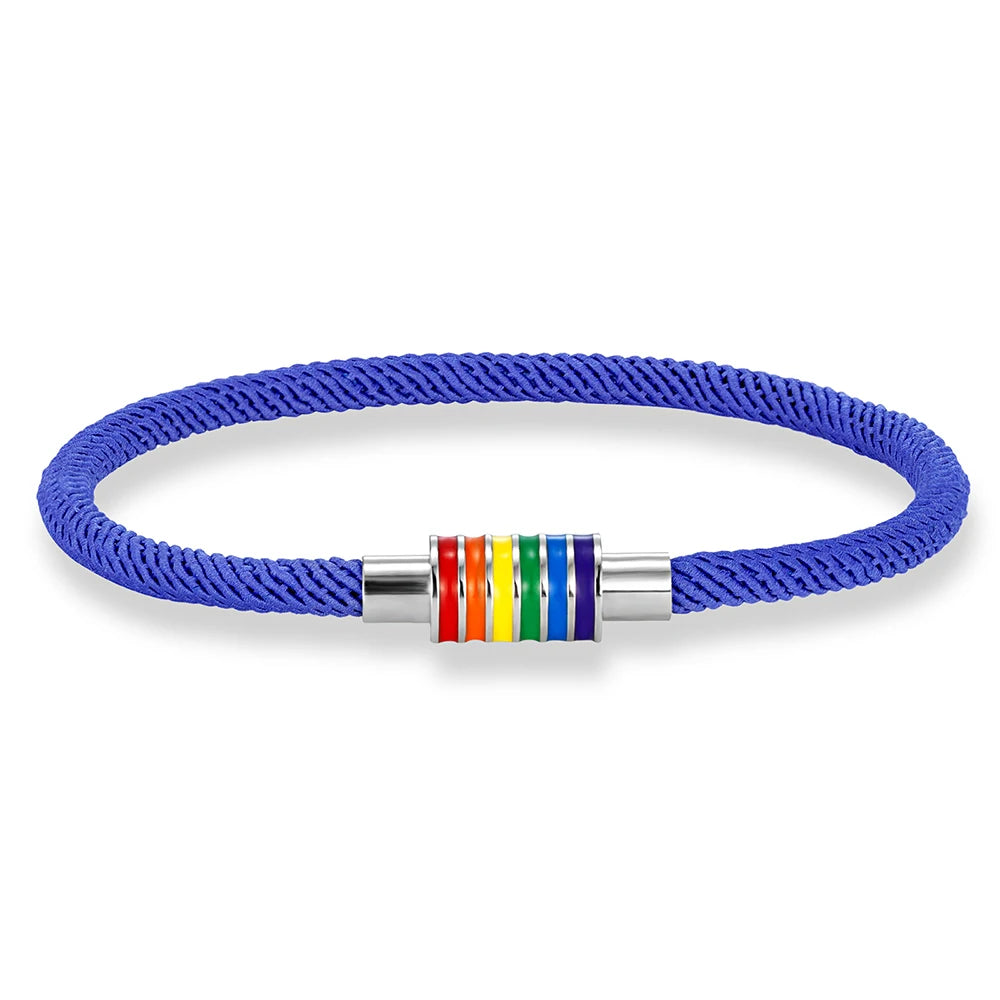 MKENDN Minimalist Rope Bracelet Unisex Stainless Steel Rainbow Clasp Waterproof Natuical Rope Braslet Gift For Lovers LGBT