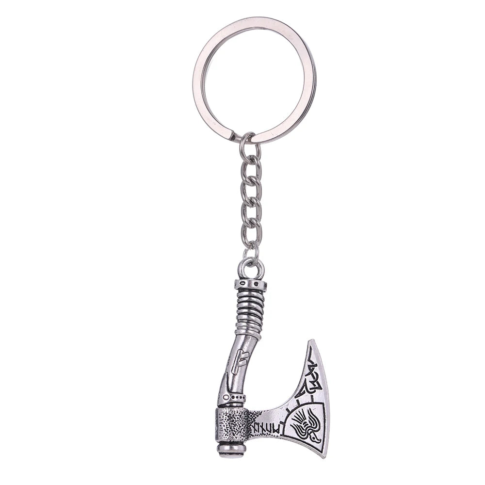 Porte-clés pendentif hache viking Dreamtimes en acier inoxydable, rune celtique vintage, bijou protecteur pour homme, cadeau en gros