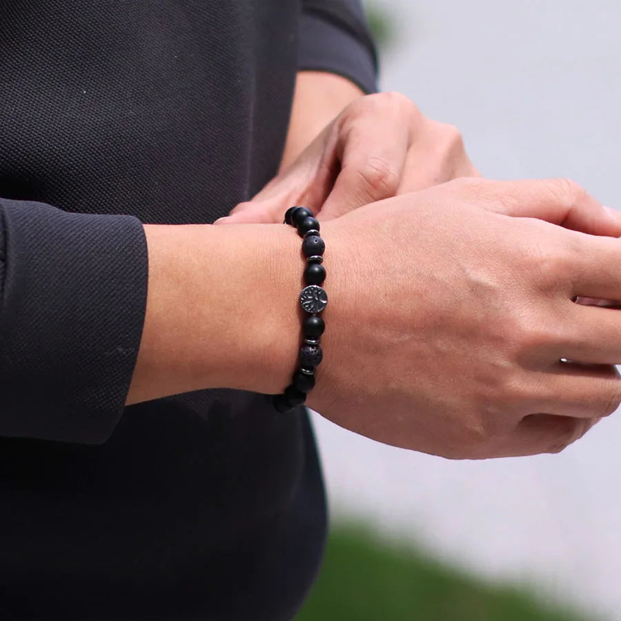 New Handmade Tree Of Life Bracelet Men Natural Tiger Eyes Volcanic Rock Hematite Stone Energy Healing Braslet Accessories Hombre