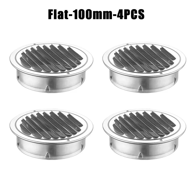304 Stainless Steel Air Vent Round Wall Vent Outlet Cover Ventilating Fan Prevents Pipe Blockage Louvered Grille Cover Blocking