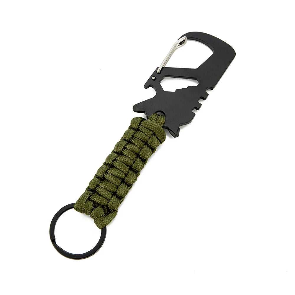 MKENDN Mulitifunctional Beer Corkscrew Keychain Outdoor Climb Survival Emergency Umbrella Rope Key Holder Carabiner Hook Keyring