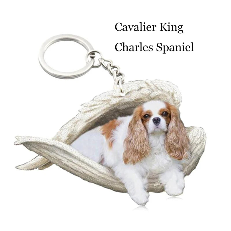 100 Style Cut Dog Sleeping Angel Pendant Bag Keychain Car Keychain Keyring Animal Pet Jewelry Boyfriend Girls Gift Accessories