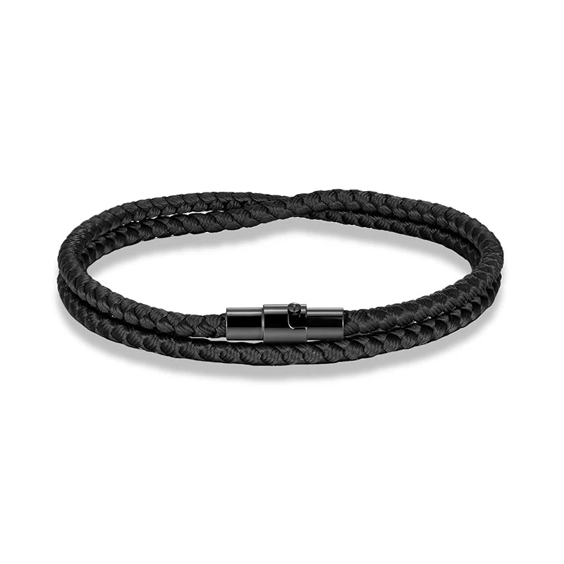 MKENDN Minimalist 3mm Keel Rope Bracelet for Men & Women Stainless Steel Magnetic Buckle Couple Jewelry Trendy Sporty Lucky Gift