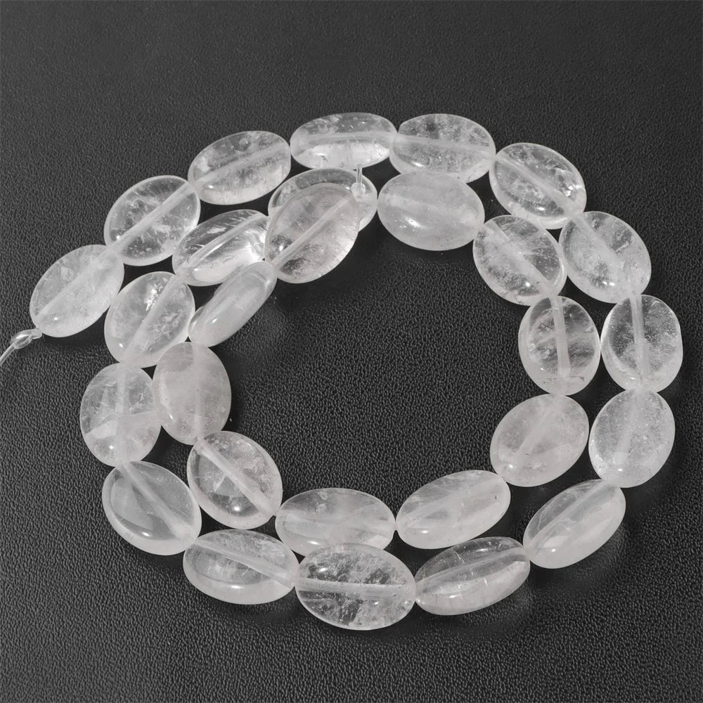10x15mm Natural Stone Bead Flat Oval Shape Amazonite Rose Quartzs Amethysts Beads For Jewelry Making Necklace Bracelet Handmade