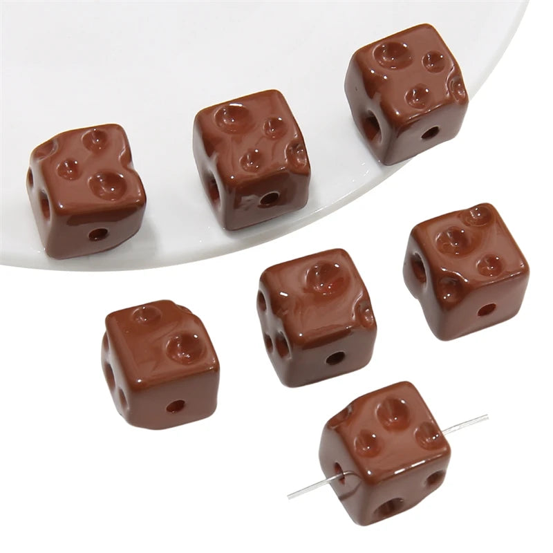 5pcs Cube Cheese Bead Acrylic Spacer Loose Beads For Jewelry Making diy Decorations Bracelet Phone Chain Keychain Accessories