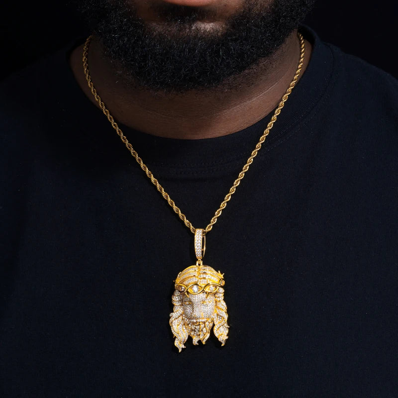 Pendentifs unisexes TUHE de haute qualité en moissanite D VVS sertis de pierres, représentant Jésus, pour hommes, style hip-hop