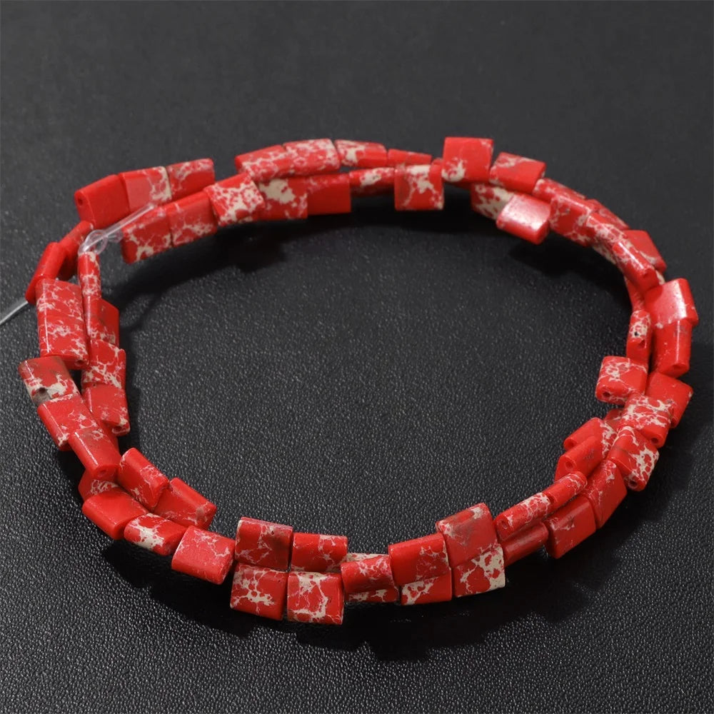 5MM Double Hole Square Bead Natural Tiger Eye Quartzs Imperial Jaspers DIY Beads For Jewelry Making Bracelet Necklace Handmade