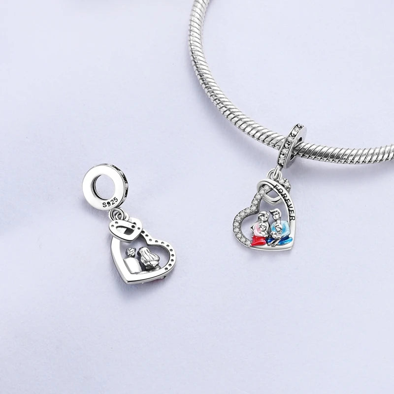 Fashion 925 Sterling Silver Heart Shape Tree Of Life Mother Sister Hug Charms Beads Fit Original Bracelets Fine DIY Jewelry Gift