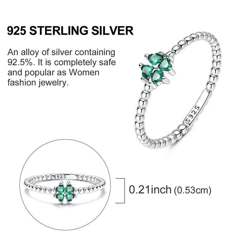 VAMO Original 925 Sterling Silver Woman Rings Vintage Dewdrop Clover Rings Sparkling Wedding Rings Girls Jewelry Anniversary