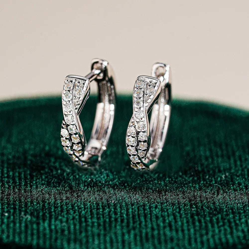 European-American Trendy Vintage Ear Clips PT950 Platinum Women's! 0.5CT Moissanite Elegant Hoops, High-End Eye-Catching & Chic - Madeinsea©