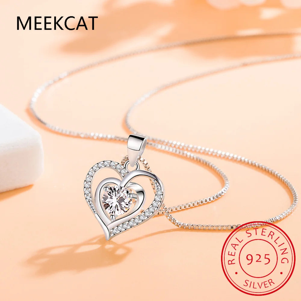 Genuine Natural Blue Topaz Heart Pendant Necklace 925 Sterling Silver Women Gemstone Statement Fine Jewelry Colar de Prata