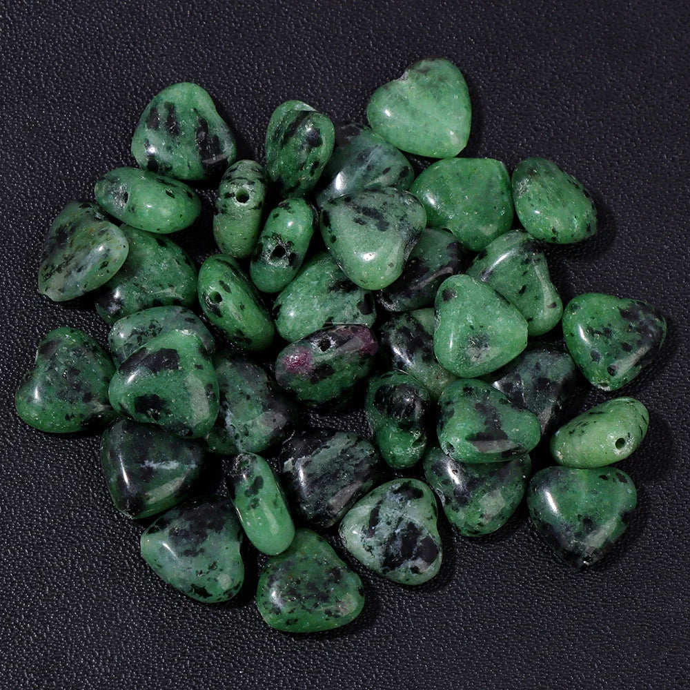 Natural Gems Heart Shape Stone Bead Central Drilled Fluorite Quartzs Loose Spacer Beads For Jewelry Making DIY Bracelet Earrings