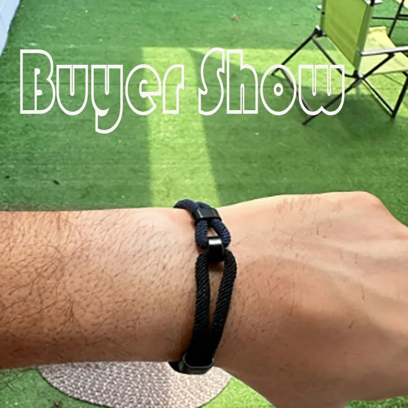 Nouveau bracelet élégant à nœud pour homme, boucle magnétique noire, corde, cadeaux pour lui, bracelet nautique, bijoux enveloppants