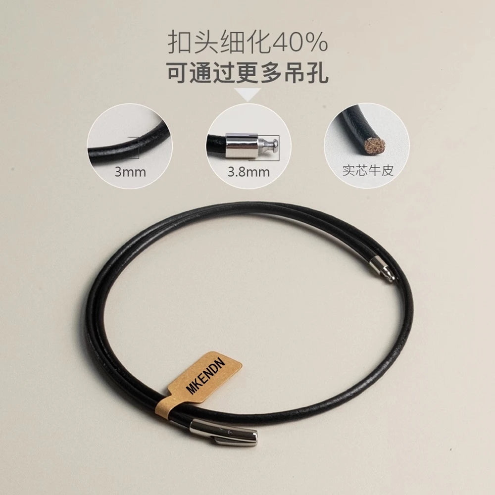 MKENDN Handmade Simple Style Primary Color Cowhide Choker Necklace Leather Necklace Stainless Steel Clasp Male Women Jewelry